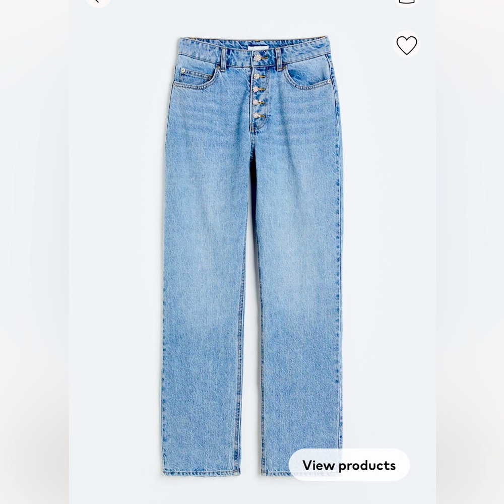 Rhinestone button denim